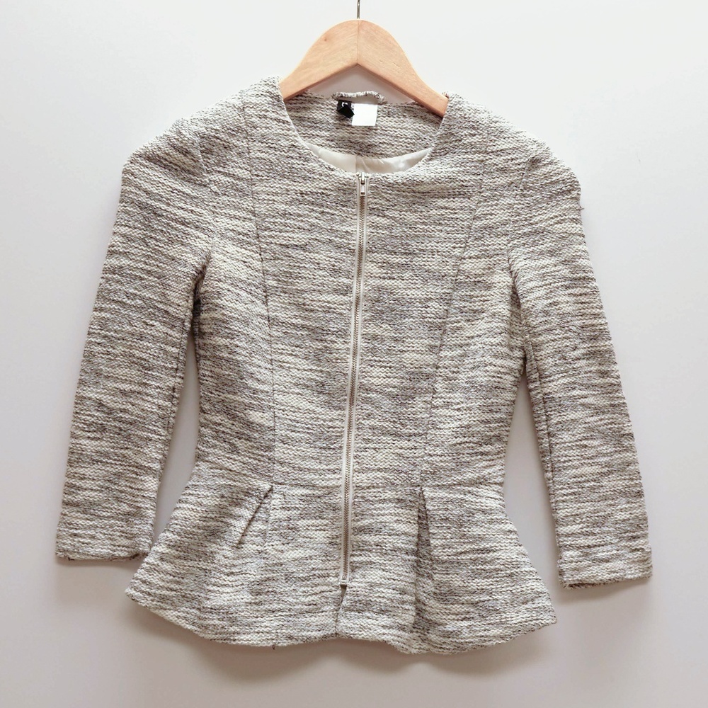 Peplum Zip Blazer, 3/4 Sleeves by Divided, Sz 2